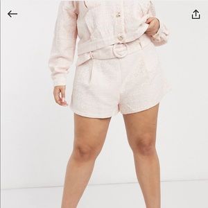 ASOS pink tweed shorts